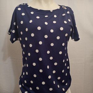 𝅺DON'T.STOP.BELIEVING Blue & White Short Sleeve Top